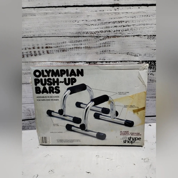 Shape Shop Olympian Push Up Bars Silver ‎ Original Never Opened 1983 - Picture 2 of 3